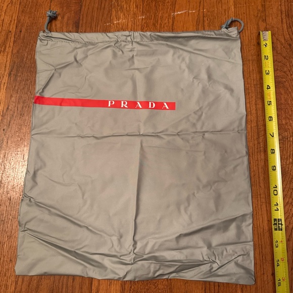 Prada Linea Rossa Large Nylon Dust Bag – Gray Red Stripe – 18”x13”– Authentic - Picture 3 of 5
